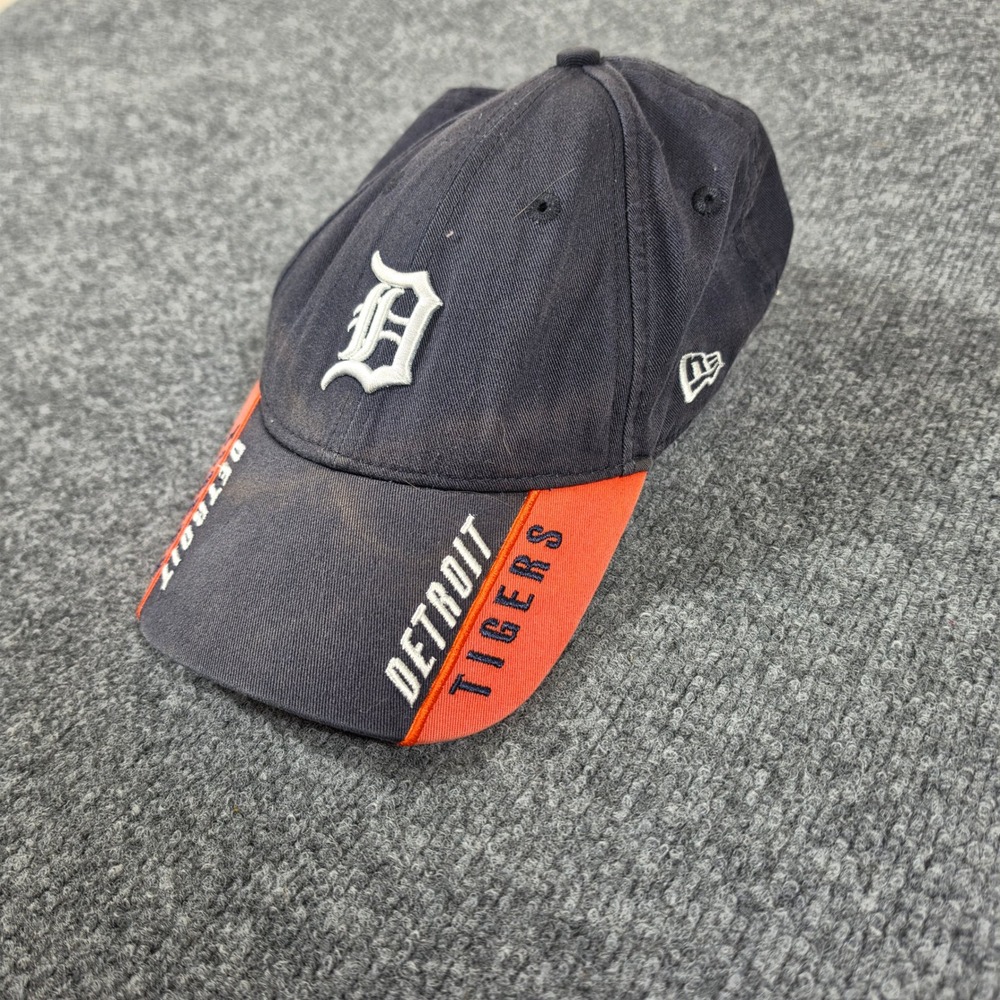 New Era 9FORTY Detroit Tigers MLB Baseball Hat Navy Blue Orange Adjustable Cap